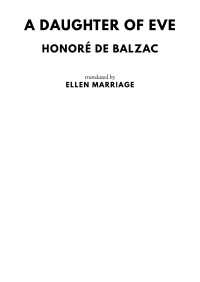 Honoré de Balzac — A Daughter of Eve