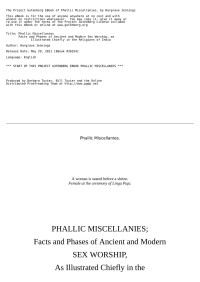 Hargrave Jennings — Phallic Miscellanies / Facts and Phases of Ancient and Modern Sex Worship, as Illustrated Chiefly in the Religions of India