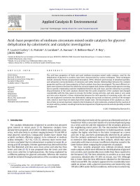 P. Lauriol-Garbey — Acidâ€“base properties of niobium-zirconium mixed oxide catalysts for glycerol dehydration by calorimetric and catalytic investigation