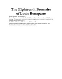 Karl Marx — 18th Brunaire of Louis Bonaparte