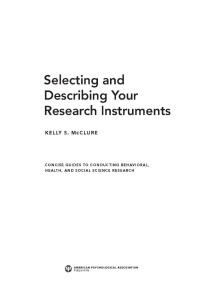 Kelly S. McClure — Selecting and Describing Your Research Instruments