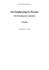 Aristotle — On Prophesying by Dreams