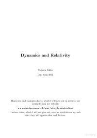 Stephen Siklos — Dynamics and Relativity