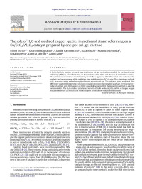 Maria Turco — The role of H2O and oxidized copper species in methanol steam reforming on a Cu/CeO2/Al2O3 catalyst prepared by one-pot solâ€“gel method