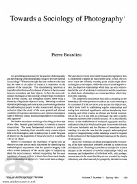 Professor Pierre Bourdieu — Towards a Sociology of Photography