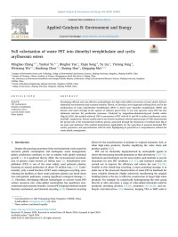 Minghao Zhang — Full valorisation of waste PET into dimethyl terephthalate and cyclic arylboronic esters