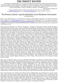 Richard Bennett [Bennett, Richard] — Trinity Review - 294 - The Roman Catholic Agenda Embedded In The Mahnattan Declaration