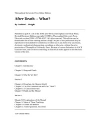 Leoline L. Wright — After Death -- What?