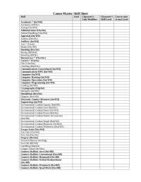 Nolan — Canon Master Skill Sheet V1.3.doc