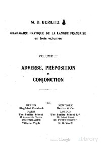M.D. Berlitz — Grammaire Pratique de la Langue Française vol 3