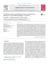 Nezahat Boz & Nebahat Degirmenbasi & Dilhan M. Kalyon — Esterification and transesterification of waste cooking oil over Amberlyst 15 and modified Amberlyst 15 catalysts