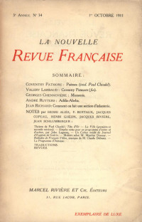 Collectifs — La Nouvelle Revue Française N' 34 (Octobre 1911)