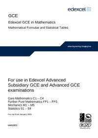 James Clark — Edexcel GCE in Mathematics: Mathematical Formulae and Statistical Tables
