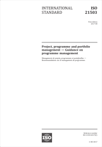 ISO — ISO 21503: Project, programme and portfolio management — Guidance on programme management