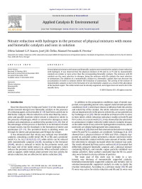 OlÃ­via SalomÃ© G.P. Soares — Nitrate reduction with hydrogen in the presence of physical mixtures with mono and bimetallic catalysts and ions in solution