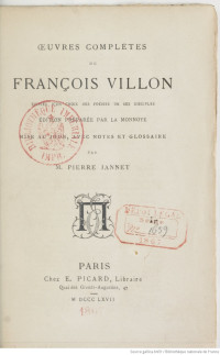 Villon Francois [Villon Francois] — Oeuvres complètes