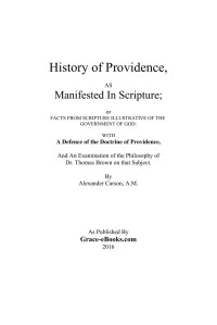 Alexander Carson — History of Providence As Manifested In Scripture