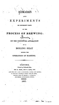 Unknown — Remarks and Experiments on Different Parts of the Process of Brewing