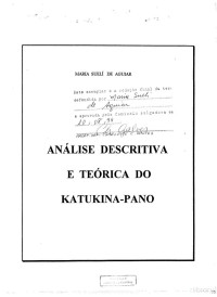 Maria Sueli de Aguiar — Análise Descritiva e Teórica do Katukina-Pano