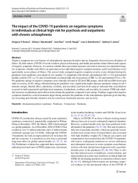 Gregory P. Strauss  & Kelsey I. Macdonald  & Ivan Ruiz  & Ian M. Raugh  & Lisa A. Bartolomeo  & Sydney H. James — The impact of the COVID-19 pandemic on negative symptoms in individuals at clinical high-risk for psychosis and outpatients with chronic schizophrenia