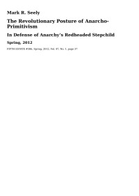 Mark R. Seely — The Revolutionary Posture of Anarcho-Primitivism