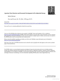 Agrarian Class Structure And Economic Development In Pre-Industrial Europe — Agrarian Class Structure And Economic Development In Pre-Industrial Europe