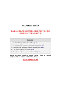 KSANTHIPI BEGEA — LA FAMILLE EN RÉPUBLIQUE POPULAIRE SOCIALISTE D'ALBANIE