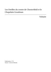 Voltaire — Les Oreilles du comte de Chesterfield et le Chapelain Goudman