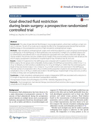 Jinfeng Luo & Jing Xue & Jin Liu & Bin Liu & Li Liu & Guo Chen — Goal-directed fluid restriction during brain surgery: a prospective randomized controlled trial