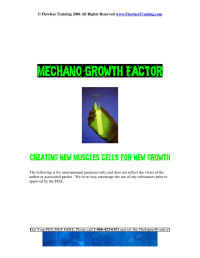 Flawless Training — Mechano Growth Factor: Creating new Muscles cells for new growth