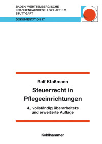 Peter Klamann; — Steuerrecht in Pflegeeinrichtungen