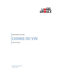 Département de chimie — CHIMIE DU VIN