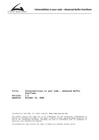 CoreSecurity Team — Vulnerabilities in your code - Advanced Buffer Overflows