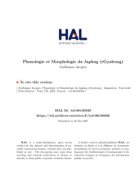 Guillaume Jacques — Phonologie et Morphologie du Japhug (rGyalrong)