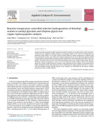 Chao Wen & Yuanyuan Cui & Xi Chen & Baoning Zong & Wei-Lin Dai — Reaction temperature controlled selective hydrogenation of dimethyl oxalate to methyl glycolate and ethylene glycol over copper-hydroxyapatite catalysts