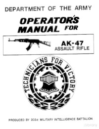 203d Military Intelligence Battalion — US Army Operators Manual for AK-47