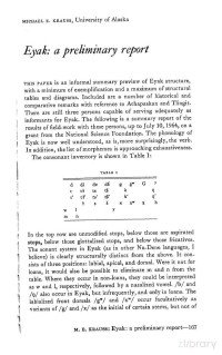 Krauss — Eyak - a preliminary report