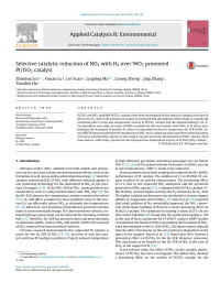 Zhiming Liu & Yunan Lu & Lei Yuan & Lingling Ma & Lirong Zheng & Jing Zhang & Tiandou Hu — Selective catalytic reduction of NOx with H2 over WO3 promoted Pt/TiO2 catalyst