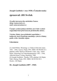 Neznámý — Joseph Goebbels v roce 1938 o Československu