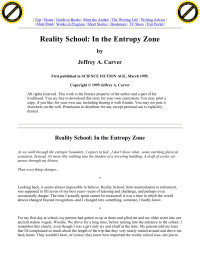 Reality School in the Entropy Zone — Carver, Jeffrey A - Reality School in the Entropy Zone