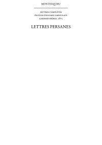 Montesquieu — Lettres persanes