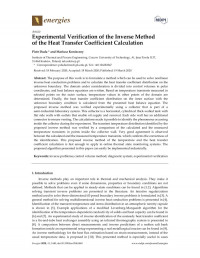 Piotr Duda, Mariusz Konieczny — Experimental Verification of the Inverse Method of the Heat Transfer Coefficient Calculation