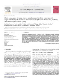 Nathalie Marcotte — Multi-component zirconiaâ€“titania mixed oxides: Catalytic materials with unprecedented performance in the selective catalytic reduction of NOx with NH3 after harsh hydrothermal ageing