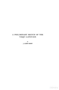 Mason — Yaqui Language, A Preliminary Sketch of the (1923)