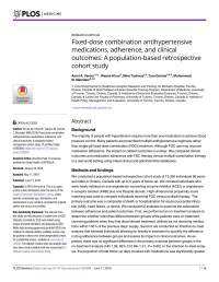 Amol A. Verma, Wayne Khuu, Mina Tadrous, Tara Gomes, Muhammad M. Mamdani — Fixed-dose combination antihypertensive medications, adherence, and clinical outcomes: A population-based retrospective cohort study