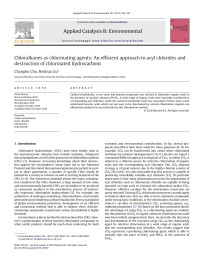 Changhu Chu — Chloralkanes as chlorinating agents: An efficient approach to acyl chlorides and destruction of chlorinated hydrocarbons