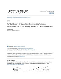 Roger Sims — To The Memory Of Brave Men: The Imperial War Graves Commission And India's Missing Soldiers Of The First World War