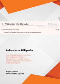 Nupur J Sharma — Wikipedia's war on India, A dossier on Wikipedia bias