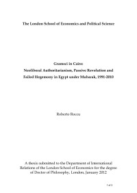 Roccu, R. - — Gramsci in Cairo; Neoliberal Authoritarianism, Passive Revolution and Failed Hegemony in Egypt under Mubarak, 1991-2010,