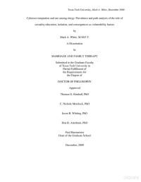 White — Cybersex Temptation and Use Among Clergy; Prevalence and Path Analysis of the Role of Sexuality Education, ..,PhD Diss., Texas.